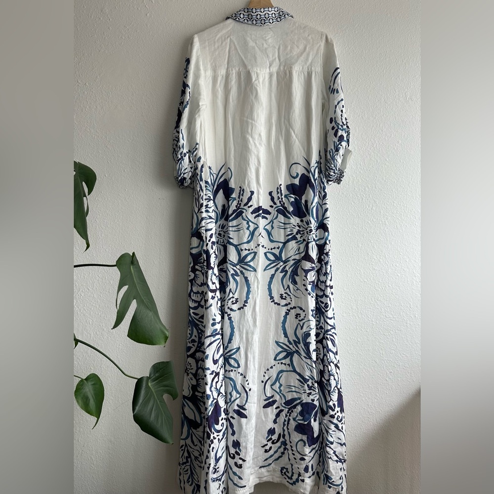Anthropologie Blue and White Patterned Maxi Dress - Picture 10 of 10